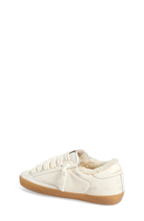Shop Golden Goose Super-star Genuine Shearling Lined Low Top Sneaker In Optic White