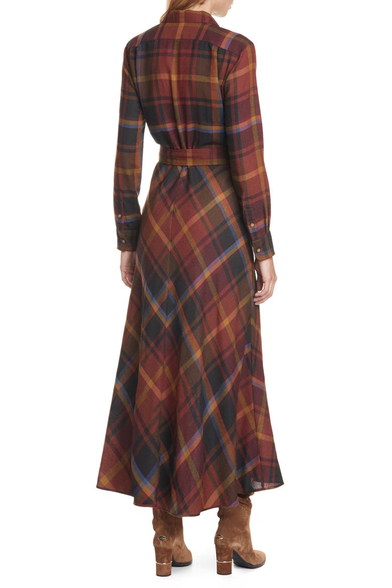 Tartan Long Sleeve Wool Shirtdress, Alternate, color, PRINT