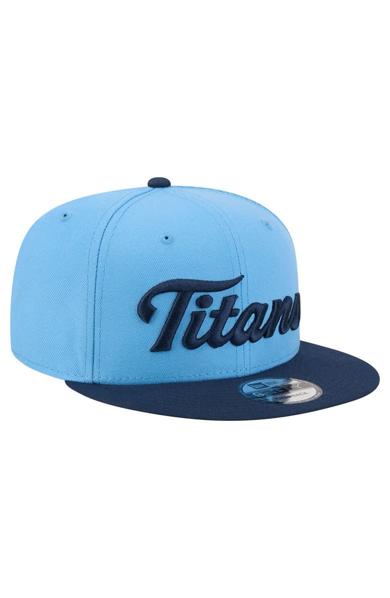 New Era Men's New Era Light Blue/Navy Tennessee Titans Script 9FIFTY Snapback Hat, Alternate, color, Light Blue