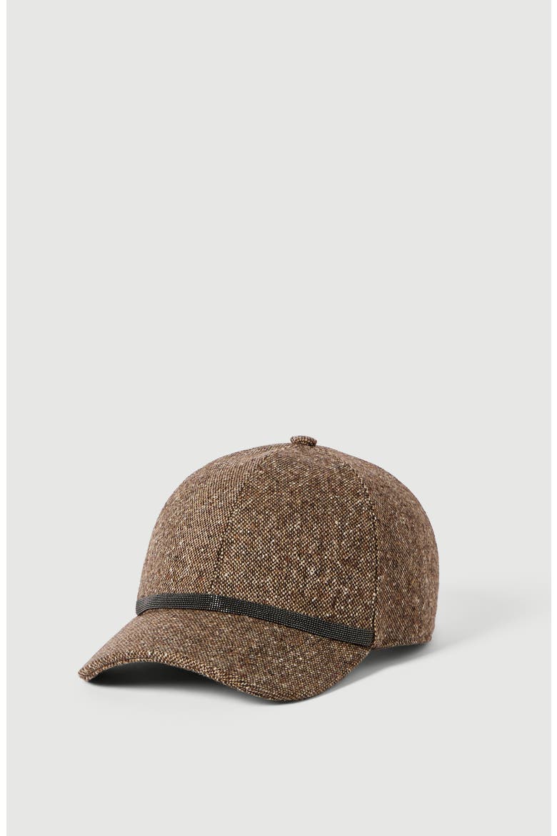 Virgin wool donegal baseball cap with shiny band, Main, color, Light Brown