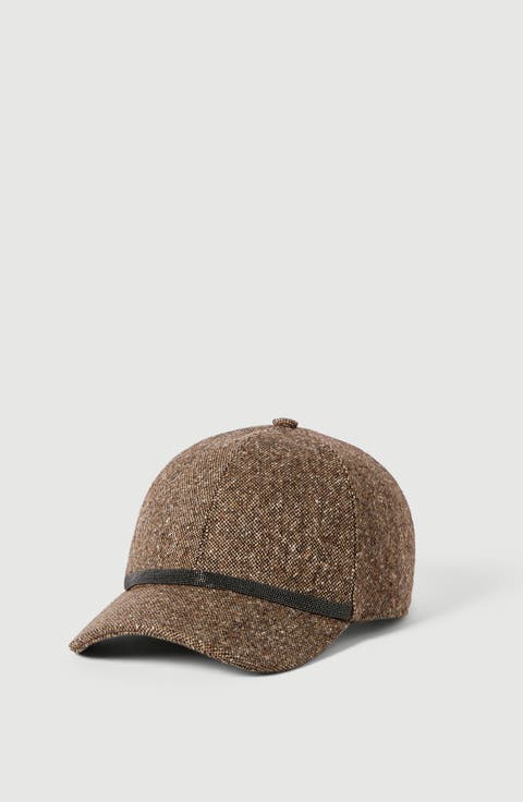 Virgin wool donegal baseball cap with shiny band