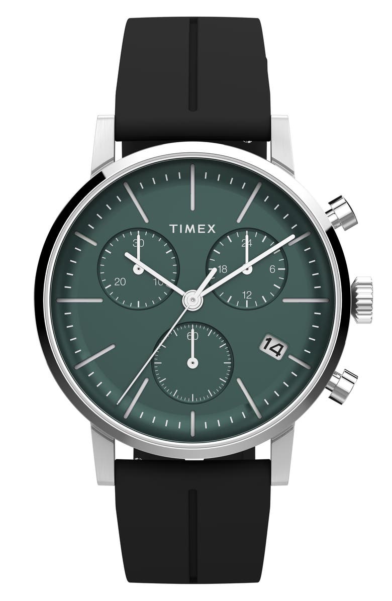 Timex<sup>®</sup> Midtown Chronograph Silicone Strap Watch, 40mm, Main, color, 