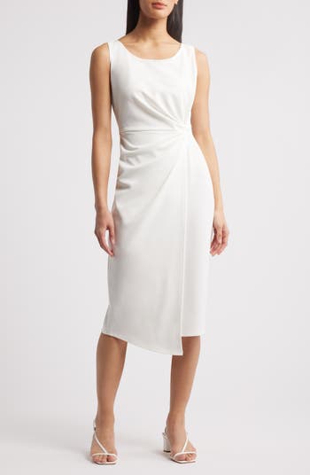 Connected Apparel Women's Side Knot Sleeveless Sheath Midi Dress - Blue - Casual Dresses