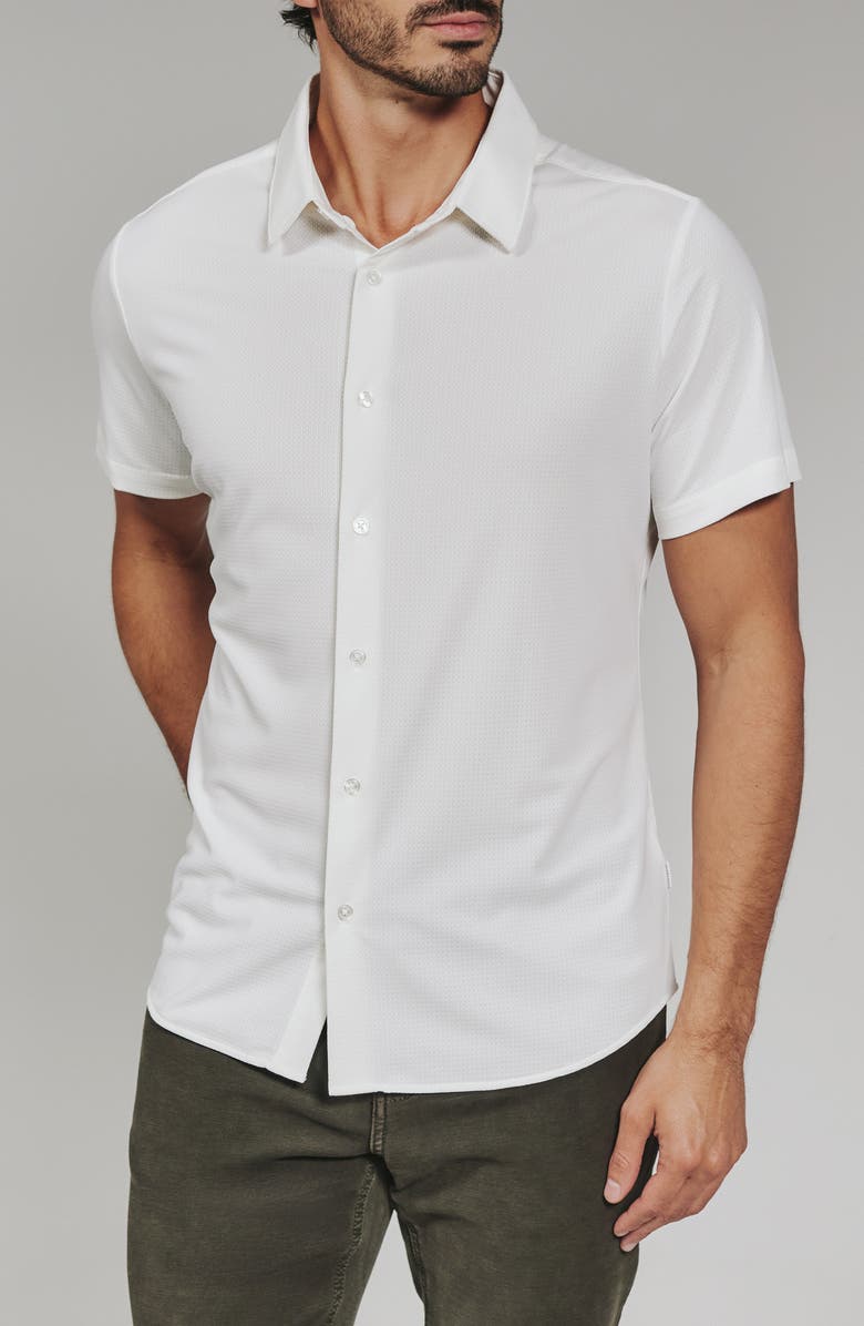 7 Diamonds Alldridge Short Sleeve Button-Up Shirt, Main, color, White