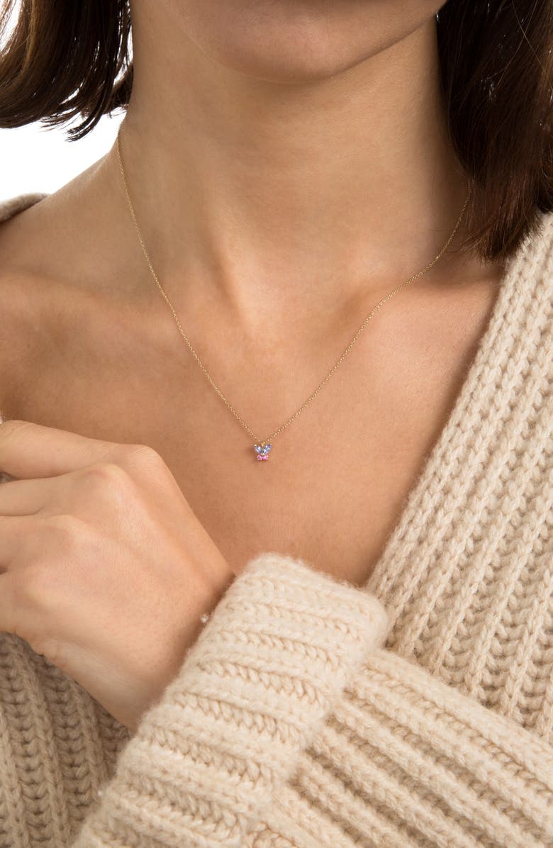 STONE AND STRAND Pastel Sapphire Butterfly Pendant Necklace, Alternate, color, 