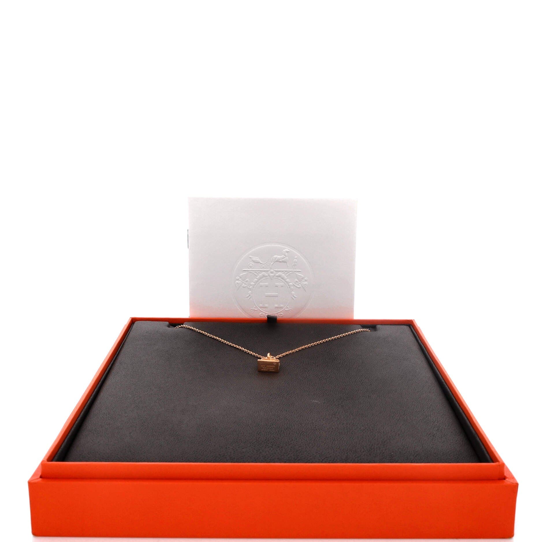 Pre-Owned Hermes Birkin Amulette Pendant Necklace 18K Rose Gold with Diamond, Alternate, color, Rose Gold