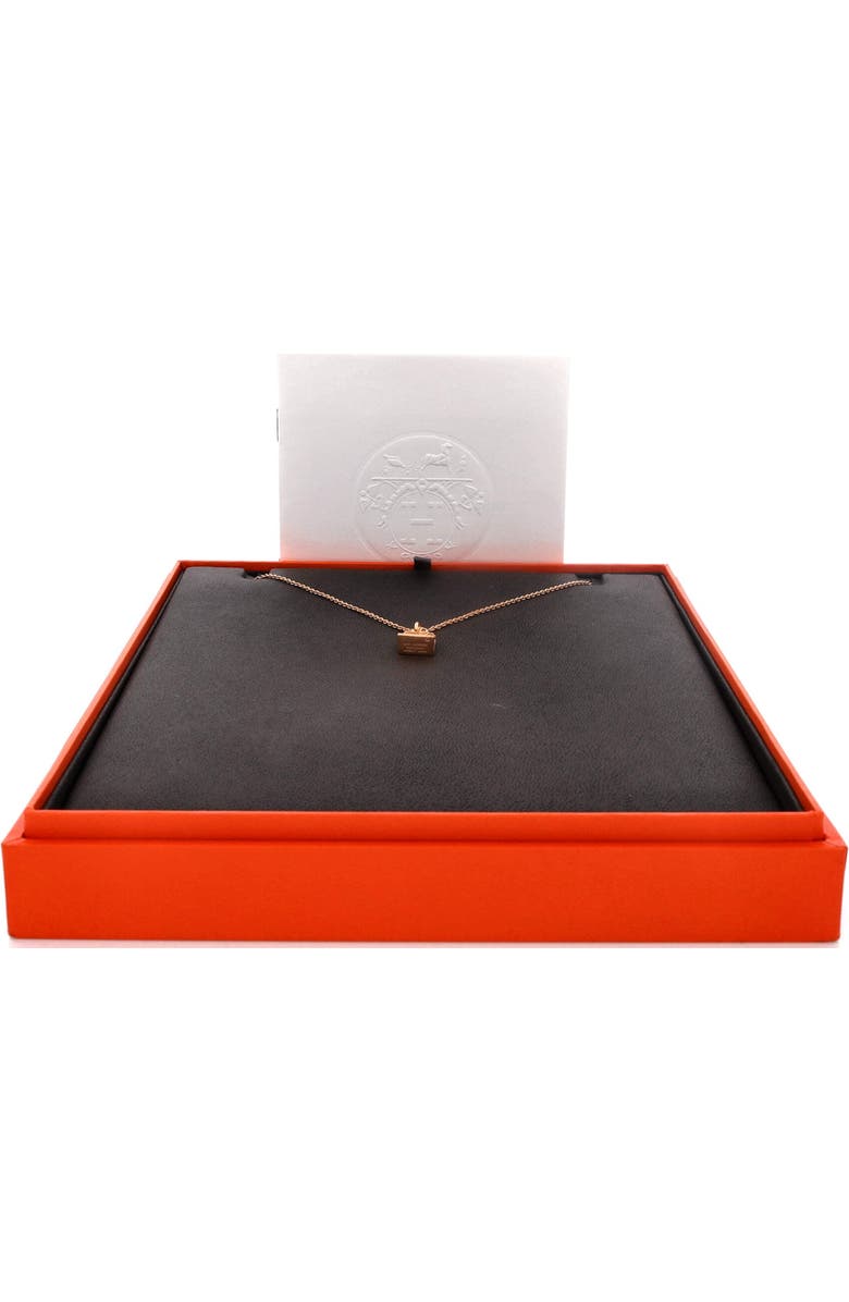 Pre-Owned Hermes Birkin Amulette Pendant Necklace 18K Rose Gold with Diamond, Alternate, color, Rose Gold