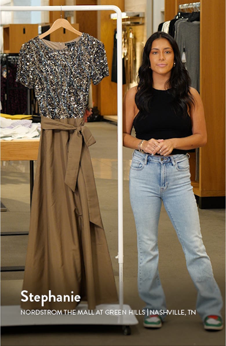 Beaded Bodice Mixed Media Gown, sales video thumbnail