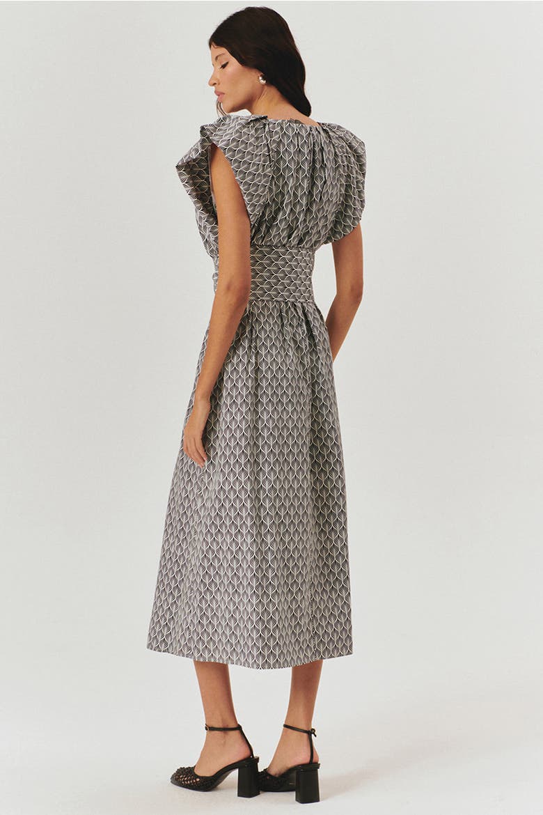 Hanna Midi Dress, Alternate, color, BLACK-WHITE