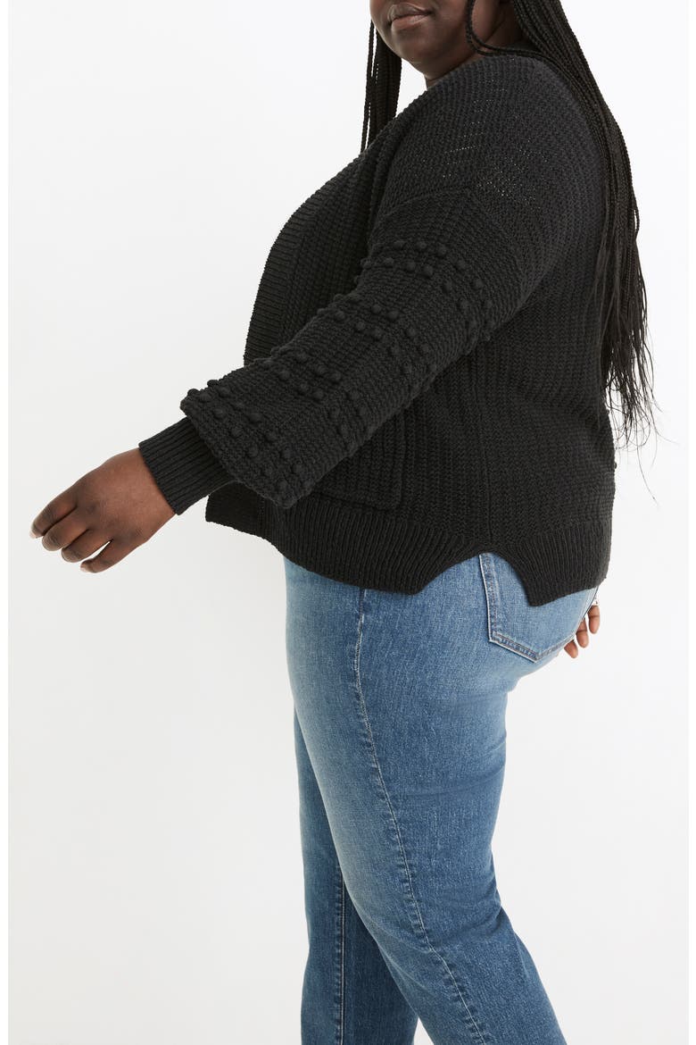 Bobble Cardigan Sweater, Alternate, color, TRUE BLACK