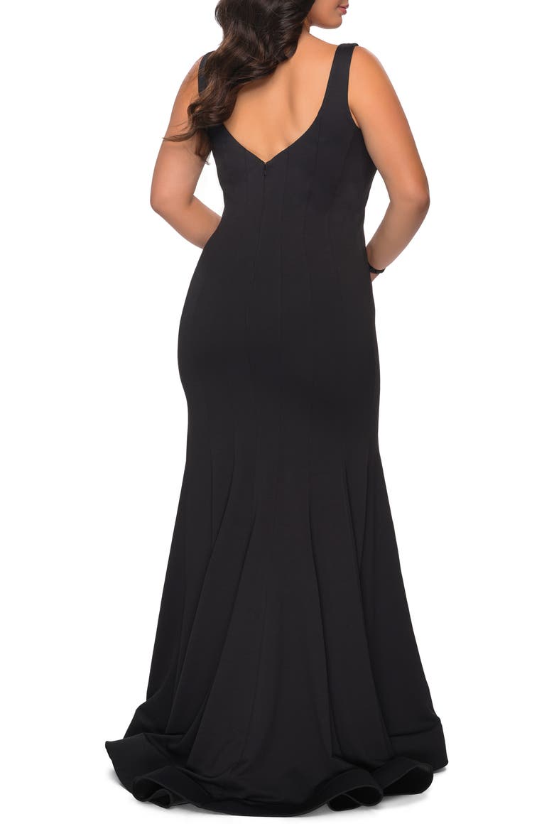 Long Jersey Plus Size Mermaid Dress, Alternate, color, BLACK