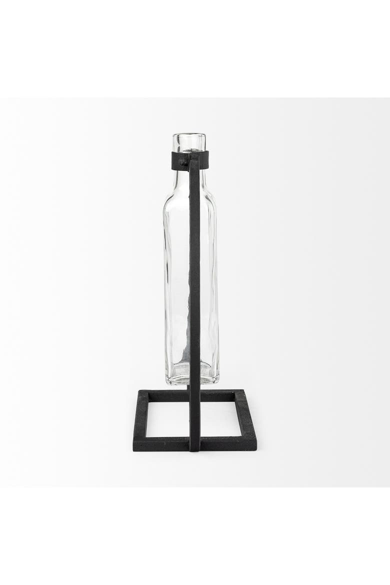 Monica Metal Glass Bottle Vase, Alternate, color, Black