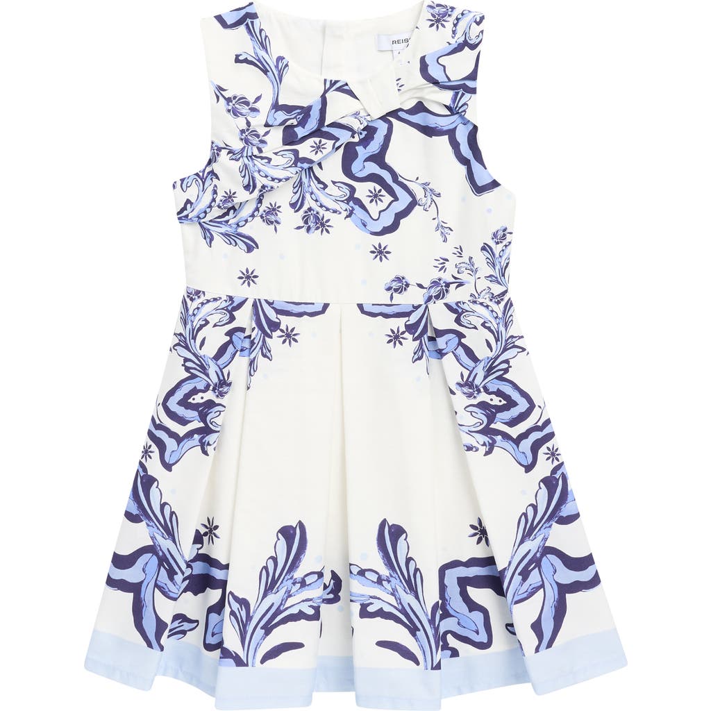 Reiss Kids' Emiline Pleat Fit And Flare Dress In White