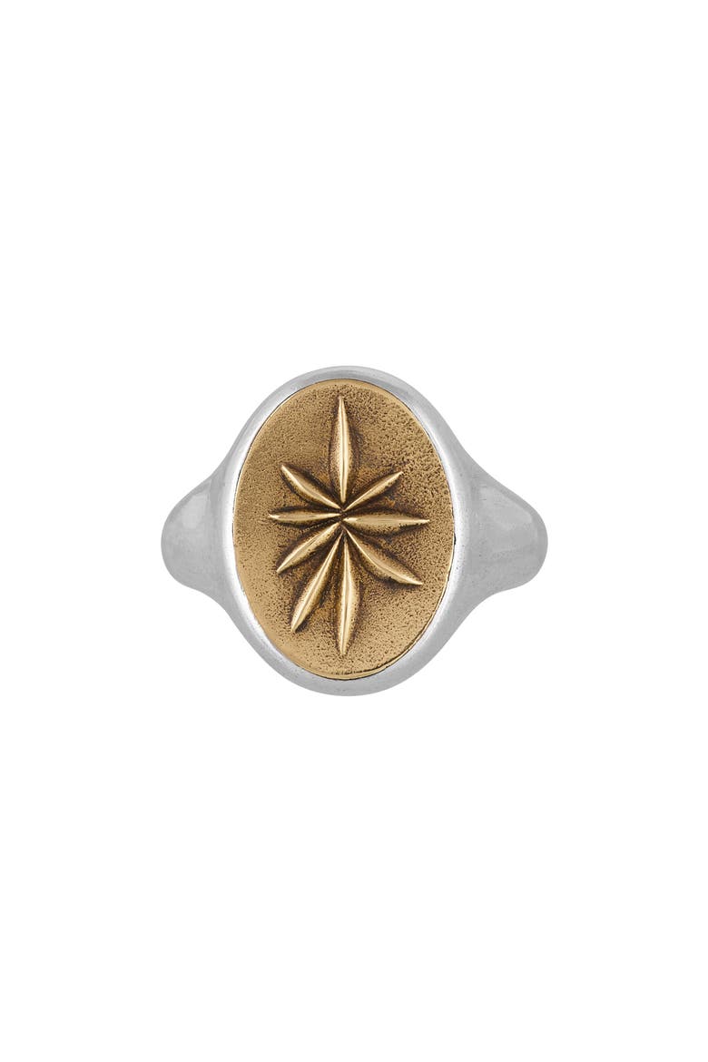 Men's Artisan Sterling Silver & Brass Signet Ring, Main, color, MIX