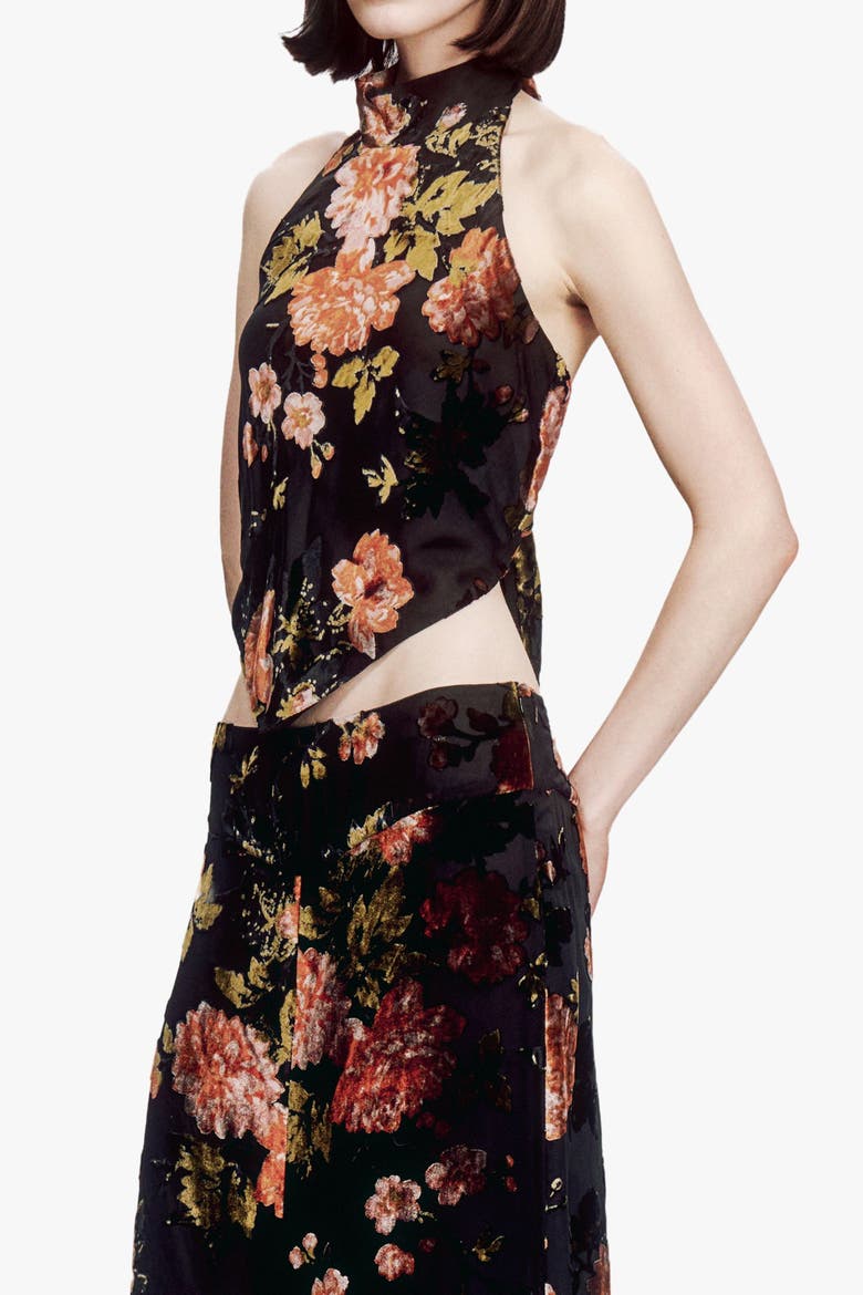 Folia Devore Halter Top, Alternate, color, RUSSET MULTI