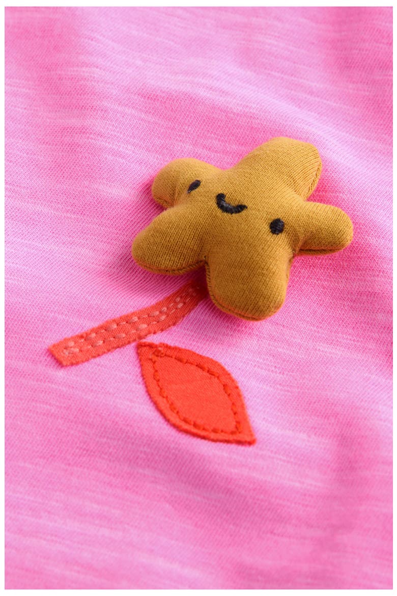 Kids' Plush Flower Appliqué T-Shirt & Check Shorts Set, Alternate, color, PINK
