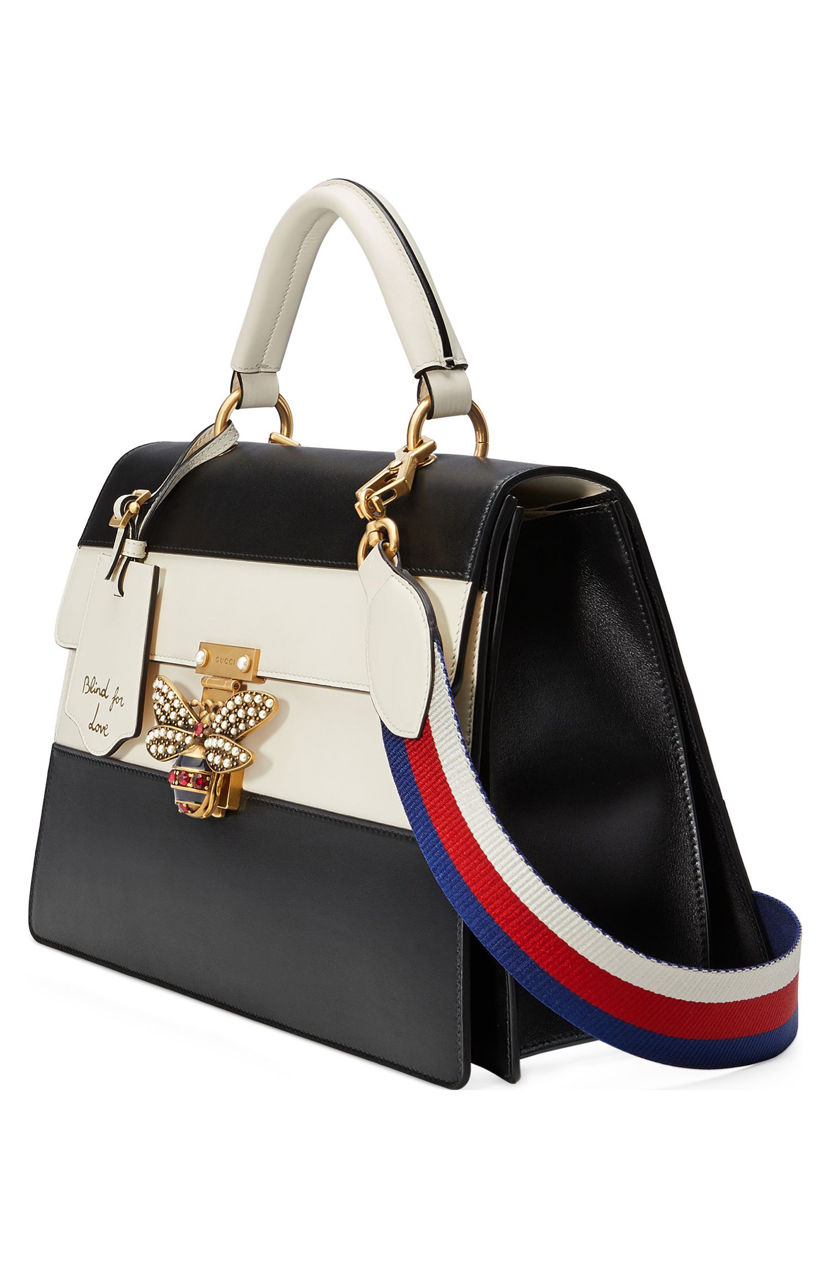 Gucci Queen Margaret Top Handle Leather Satchel, Alternate, color, 