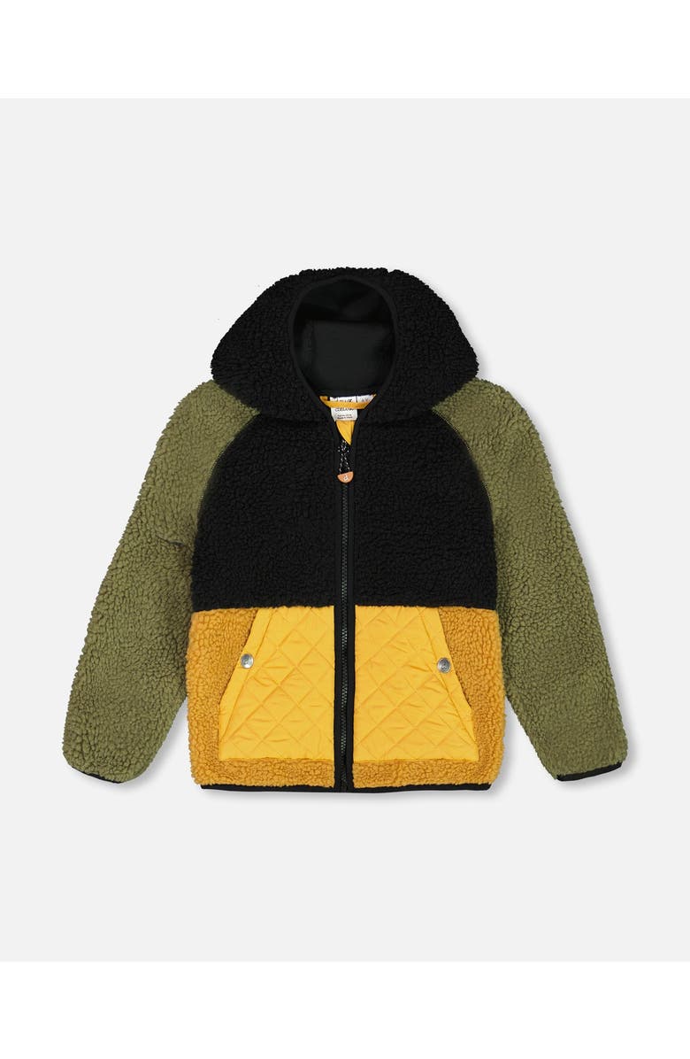 Deux par Deux Little Boy's Mid-Season Colorblock Jacket Black, Tan, And Olive Green, Main, color, 
