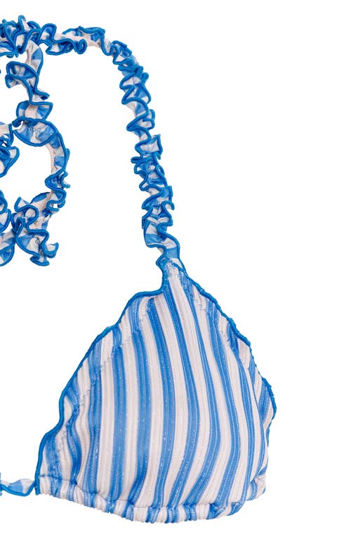 Agua Bendita Lolita Citrus Metallic Stripe Bikini Top In Blue