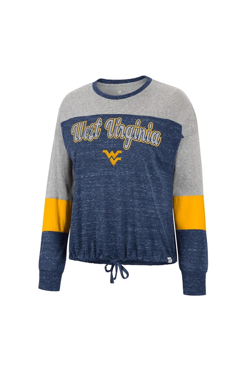 COLOSSEUM Women's Colosseum Navy West Virginia Mountaineers Joanna Tie Front Long Sleeve T-Shirt, Alternate, color, 