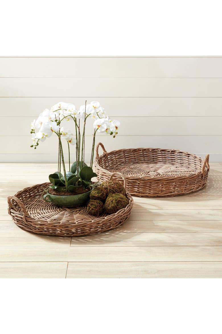 Normandy Extra Large Low Round Baskets Set of 2, Alternate, color, Gray