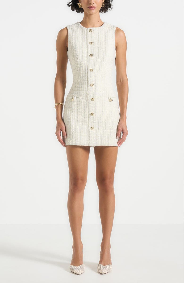 Manière De Voir Nadine Tweed Mini Dress, Alternate, color, Cream