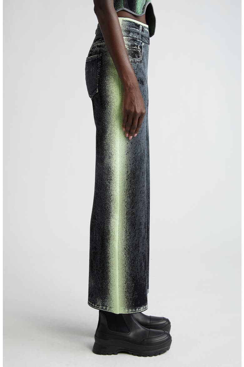 Zahra Denim Print Wide Leg Knit Pants, Alternate, color, BLACK