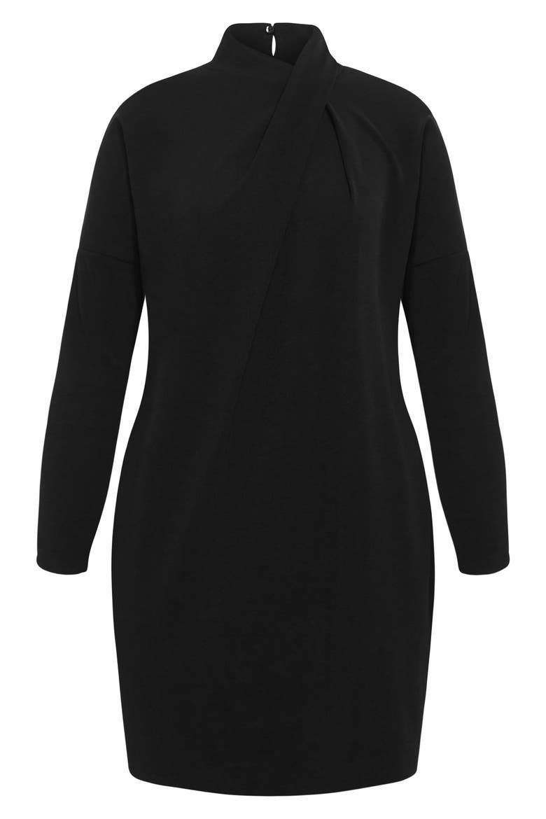 Swirl Long Sleeve Minidress, Alternate, color, BLACK