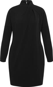 City Chic Swirl Long Sleeve Minidress