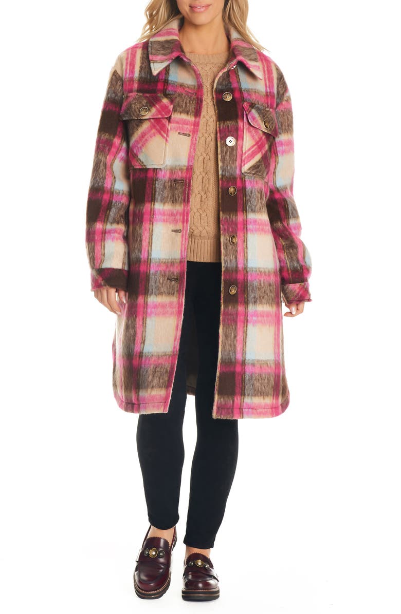 Sanctuary Plaid Longline Shacket, Main, color,
