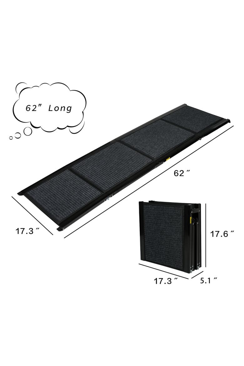 63 x 17 in Foldable Non-Slip Felt Dog Ramp, Alternate, color, Black