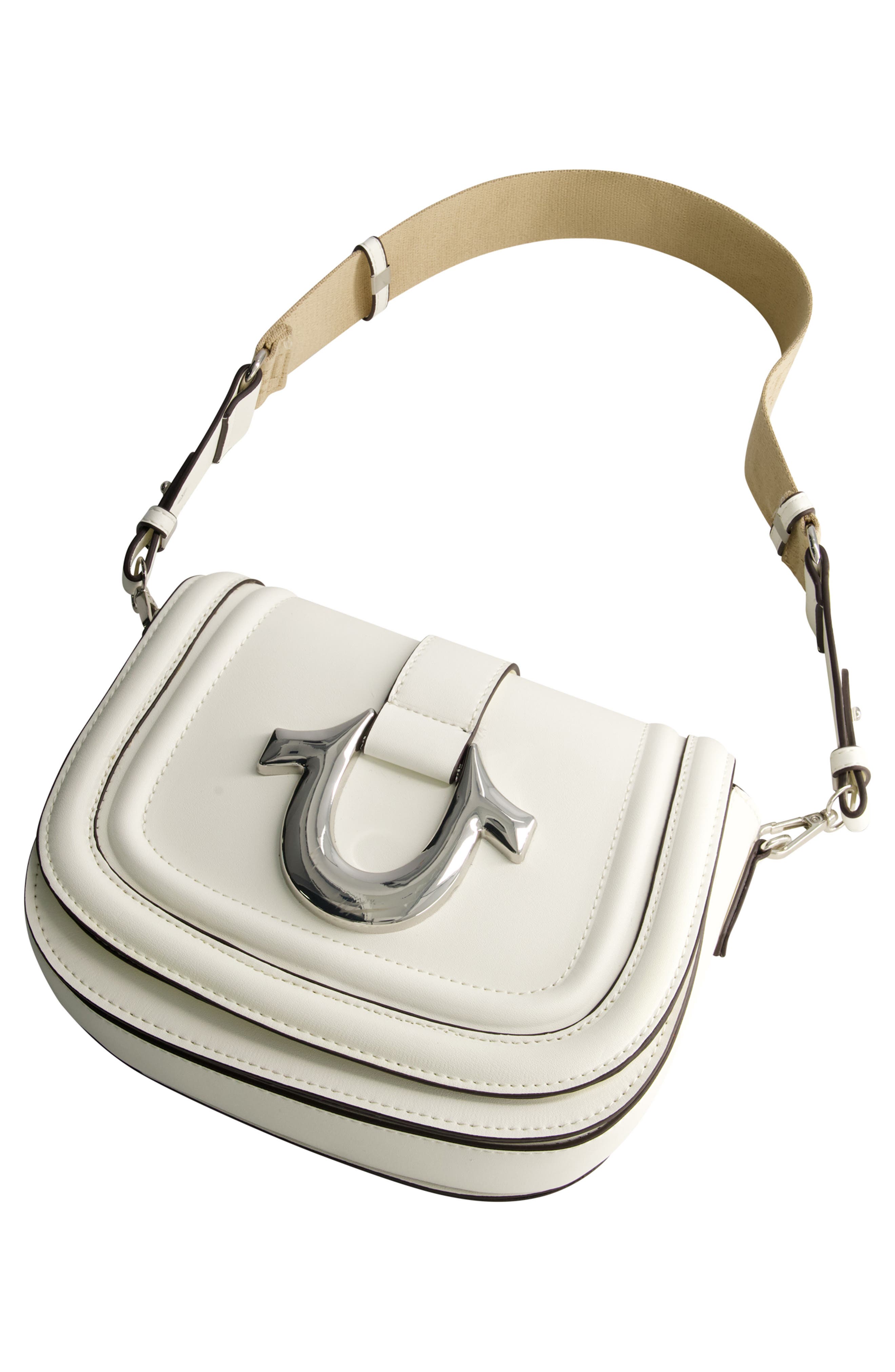 Saddle Bag with Gold Hardware, Alternate, color, WHITE