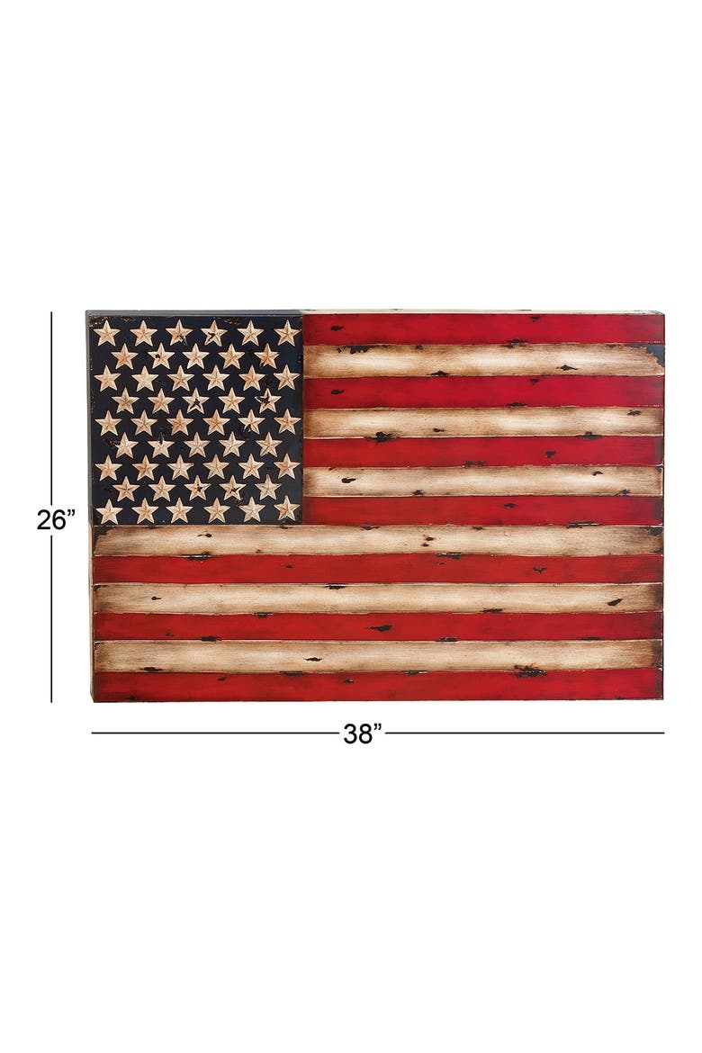 Red Metal Indoor & Outdoor American Flag Wall Decor, Alternate, color, RED