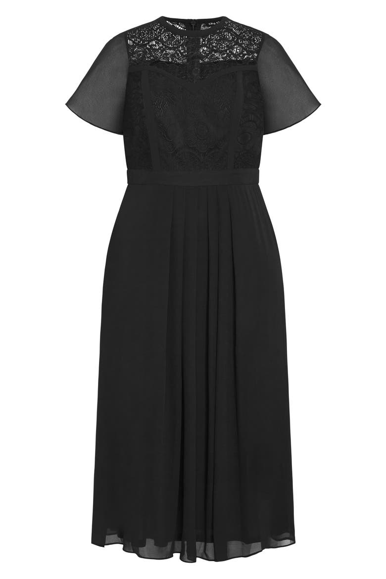 Niki Lace Bodice Dress, Alternate, color, BLACK