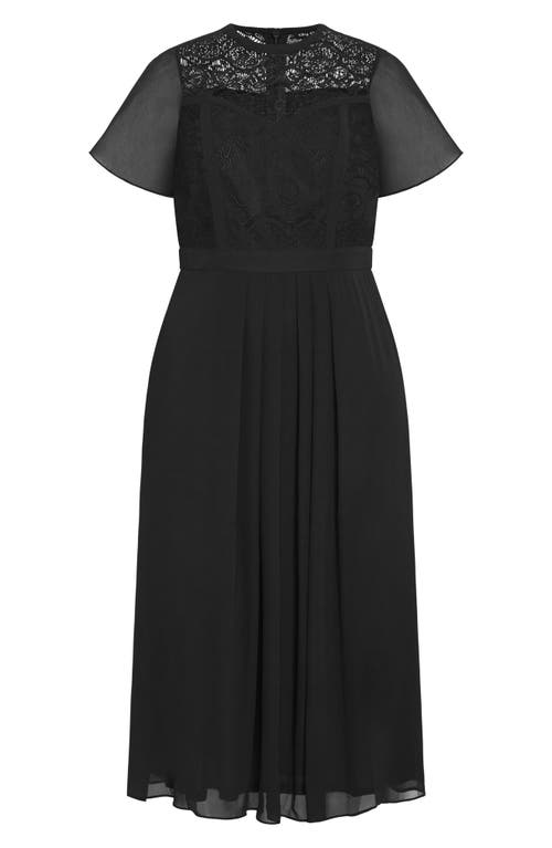 City Chic Niki Lace Bodice Dress In Black