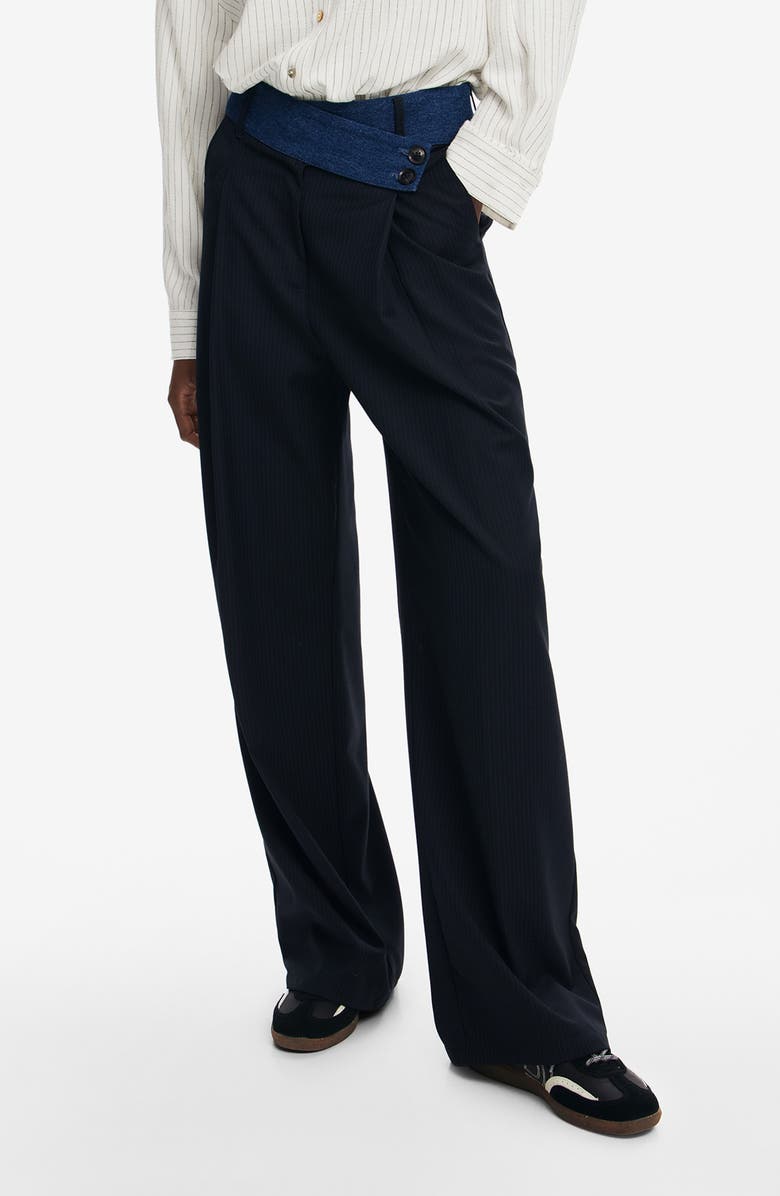 Desigual Garona Crossover Waist Wide Leg Pants, Main, color, 