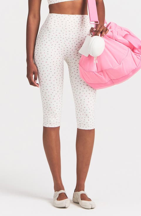 Matte Floral High Waist Crop Leggings