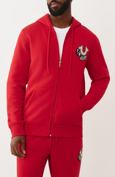 Embroidered Patch Zip Hoodie