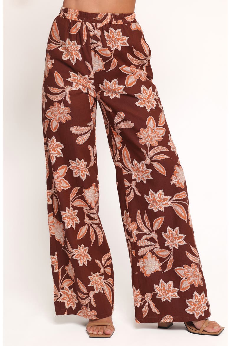 Samira Floral Cotton Blend Wide Leg Pants, Main, color, ORANGE FLORAL