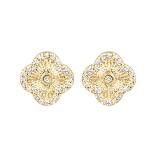Electric Picks Icon Clover Necklace, Studs And Ring In Gold