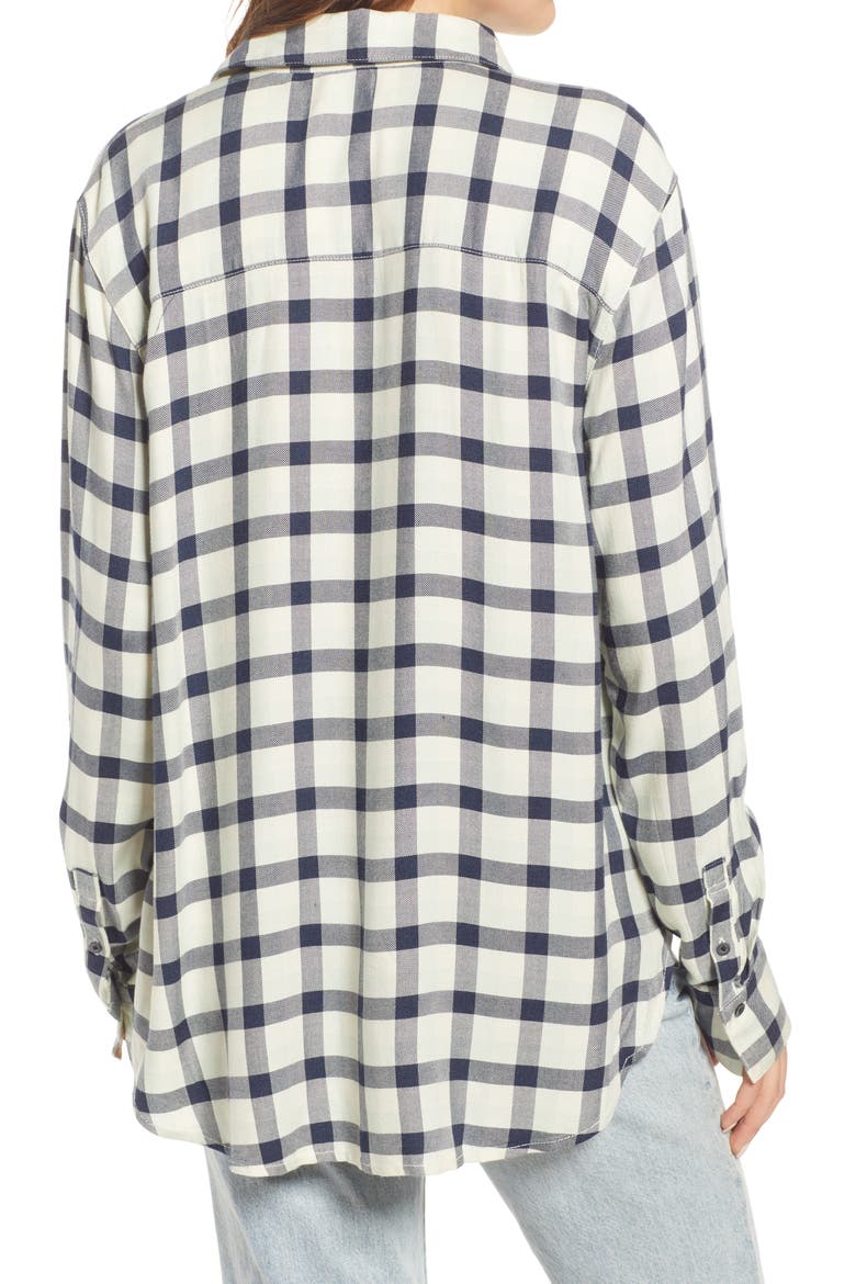 Boyfriend Shirt, Alternate, color, IVORY- NAVY JADE CHECK
