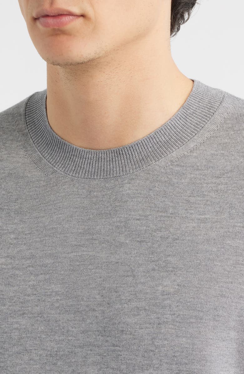 BOSS Umauro Short Sleeve Wool Crewneck Sweater, Alternate, color, Silver