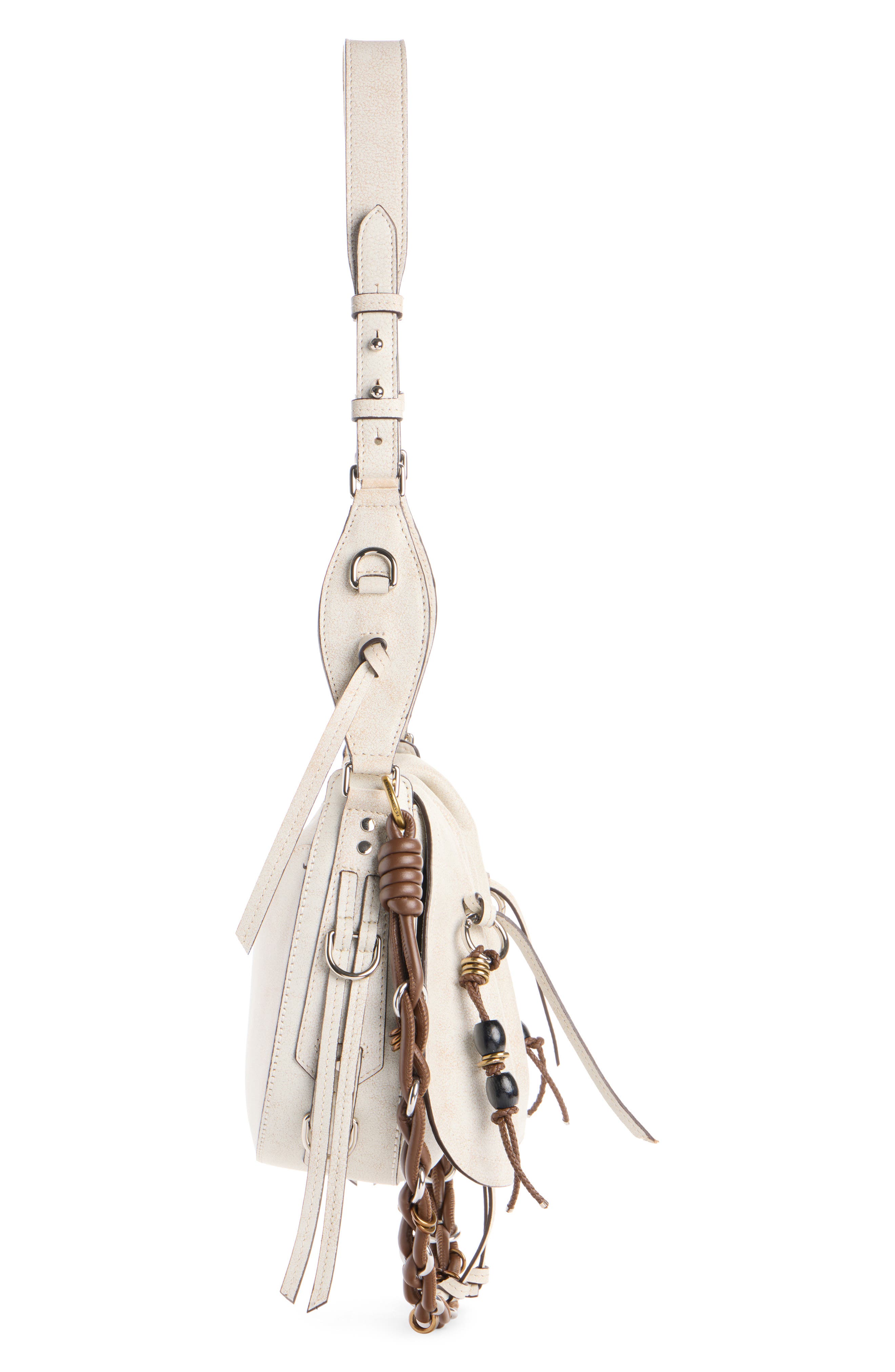 Isabel Marant Bolton Washed Leather Shoulder Bag, Alternate, color, Chalk