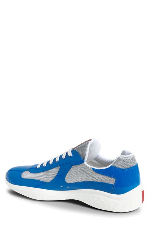 Shop Prada America's Cup Vernice Bike Low Top Sneaker In Cina/argento