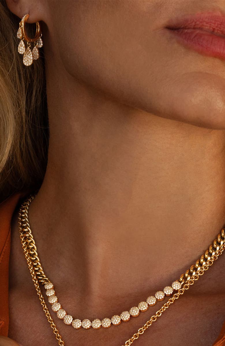 Sheryl Lowe Diamond 5 Shaker Hoop Earring, Alternate, color, 14Kt Yellow Gold