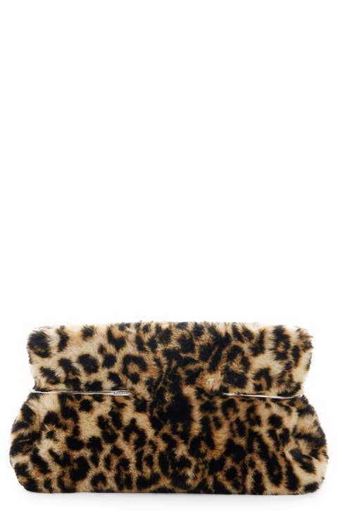 Pinch Leopard Print Leather Clutch