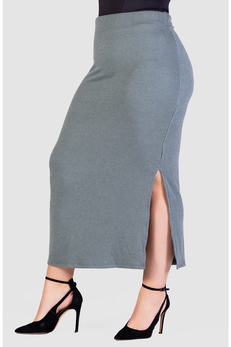 Rib Midi Skirt, Alternate, color, GREEN