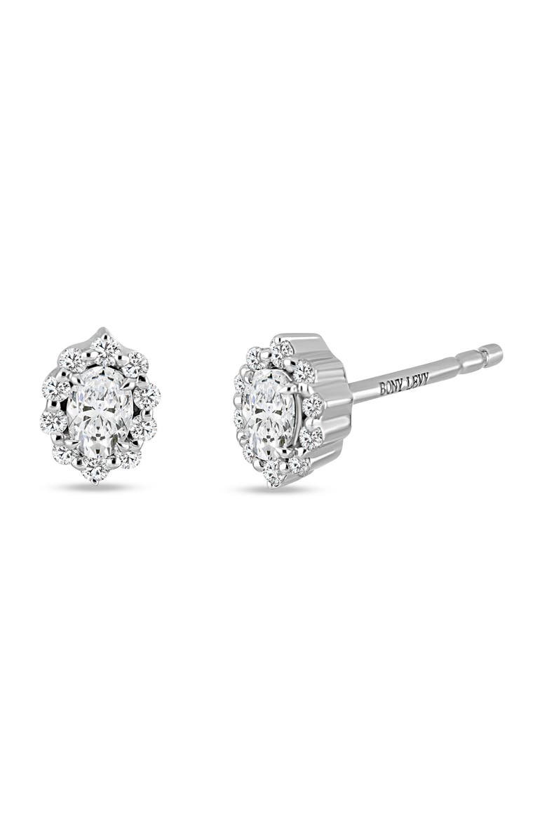 Rita 18K White Gold Diamond Halo Stud Earrings, Main, color, 18K WHITE GOLD