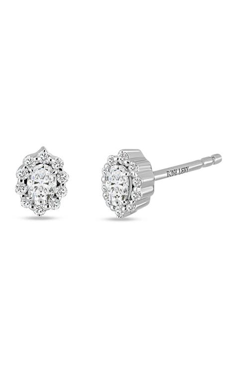 Rita 18K White Gold Diamond Halo Stud Earrings