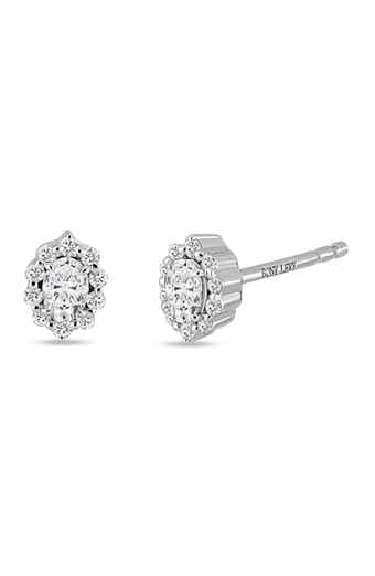 Rita 18K White Gold Diamond Halo Stud Earrings